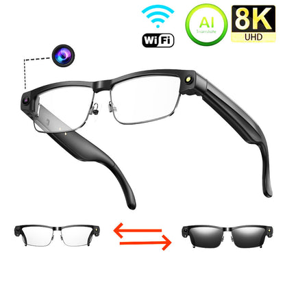 V15 AI Smart Camera Glasses | 8MP 1200P Anti-Shake Video, WiFi, Calling & AI Voice Assistant