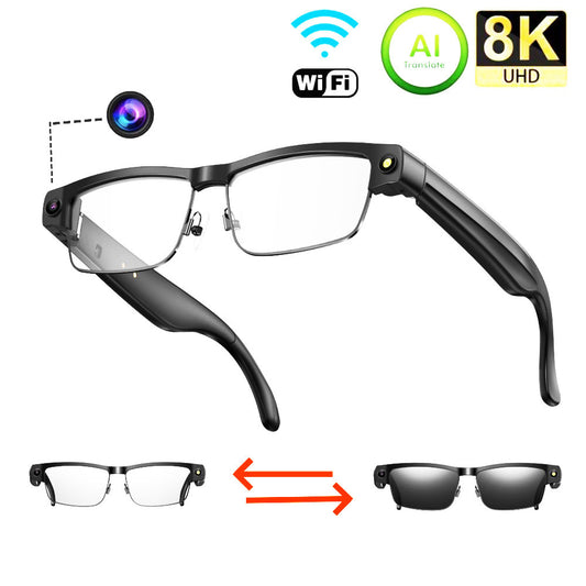 V15 AI Smart Camera Glasses | 8MP 1200P Anti-Shake Video, WiFi, Calling & AI Voice Assistant