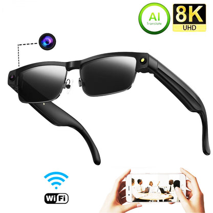 V15 AI Smart Camera Glasses | 8MP 1200P Anti-Shake Video, WiFi, Calling & AI Voice Assistant