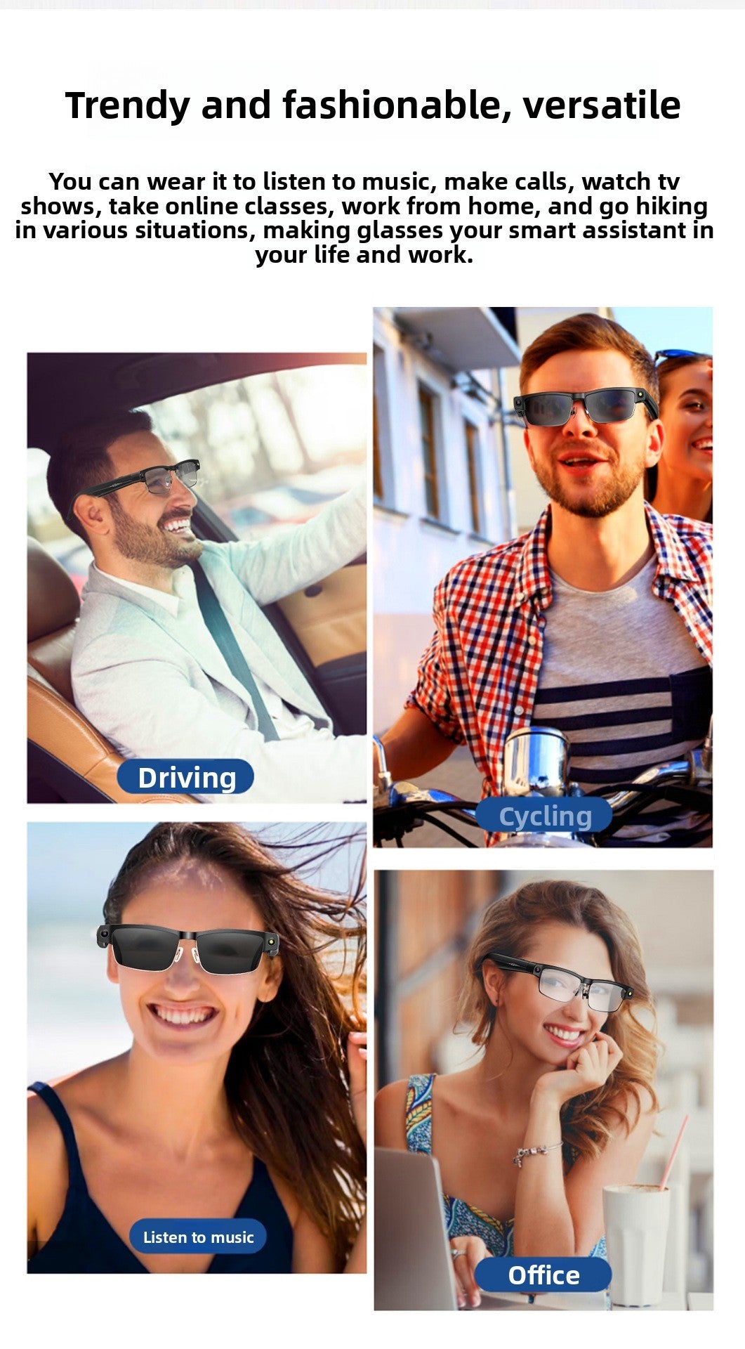 V15 AI Smart Camera Glasses | 8MP 1200P Anti-Shake Video, WiFi, Calling & AI Voice Assistant