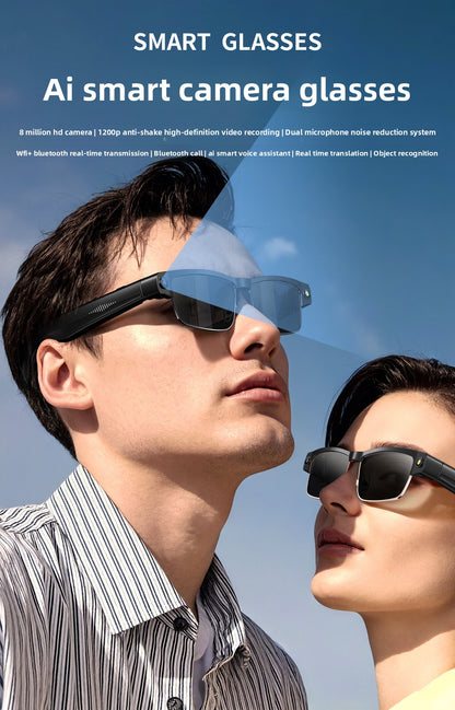 V15 AI Smart Camera Glasses | 8MP 1200P Anti-Shake Video, WiFi, Calling & AI Voice Assistant