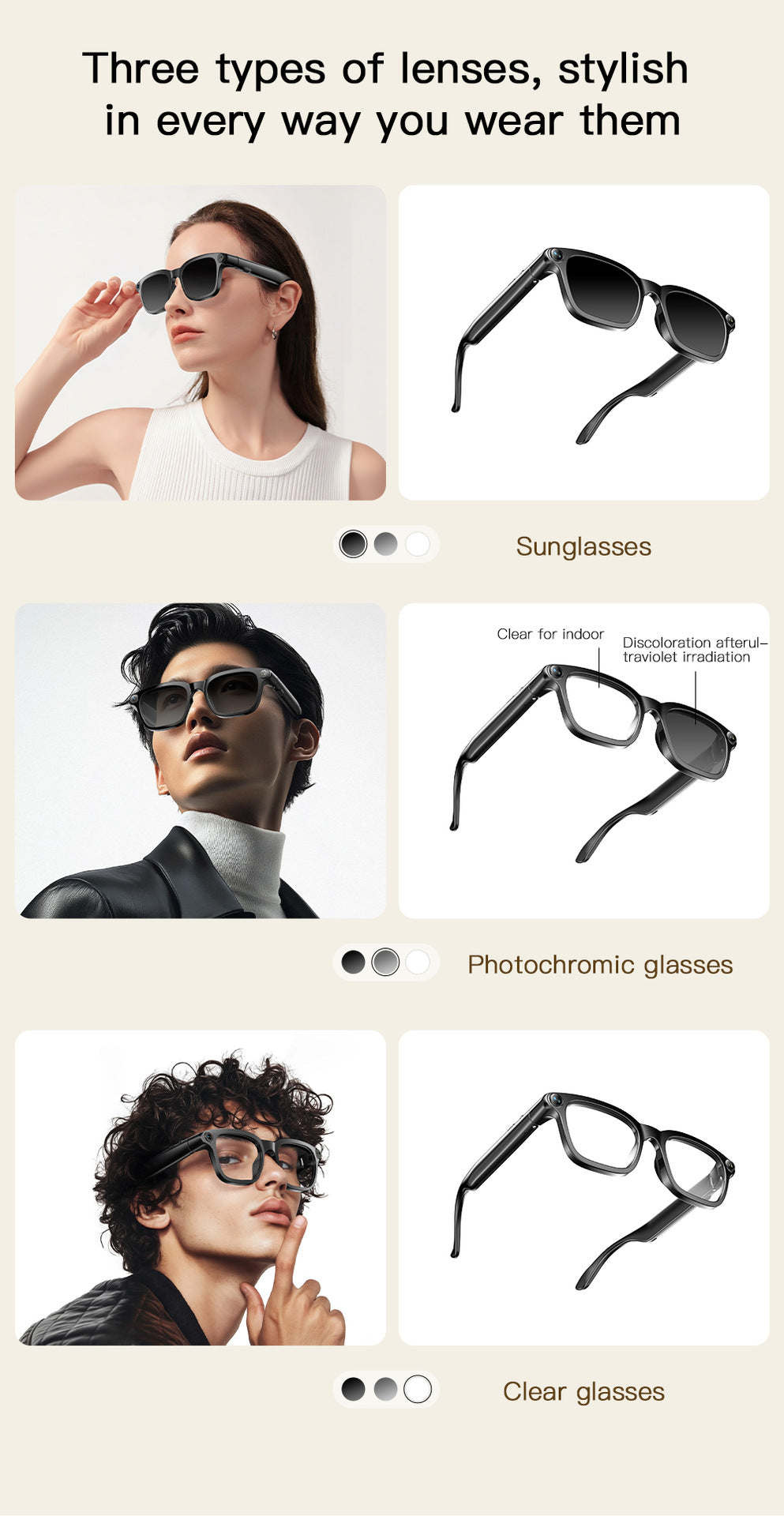 V16 Smart Camera Glasses | Sony IMX219 8MP, Real-Time Translation, BT5.4 Calls, Touch Control & Type-C