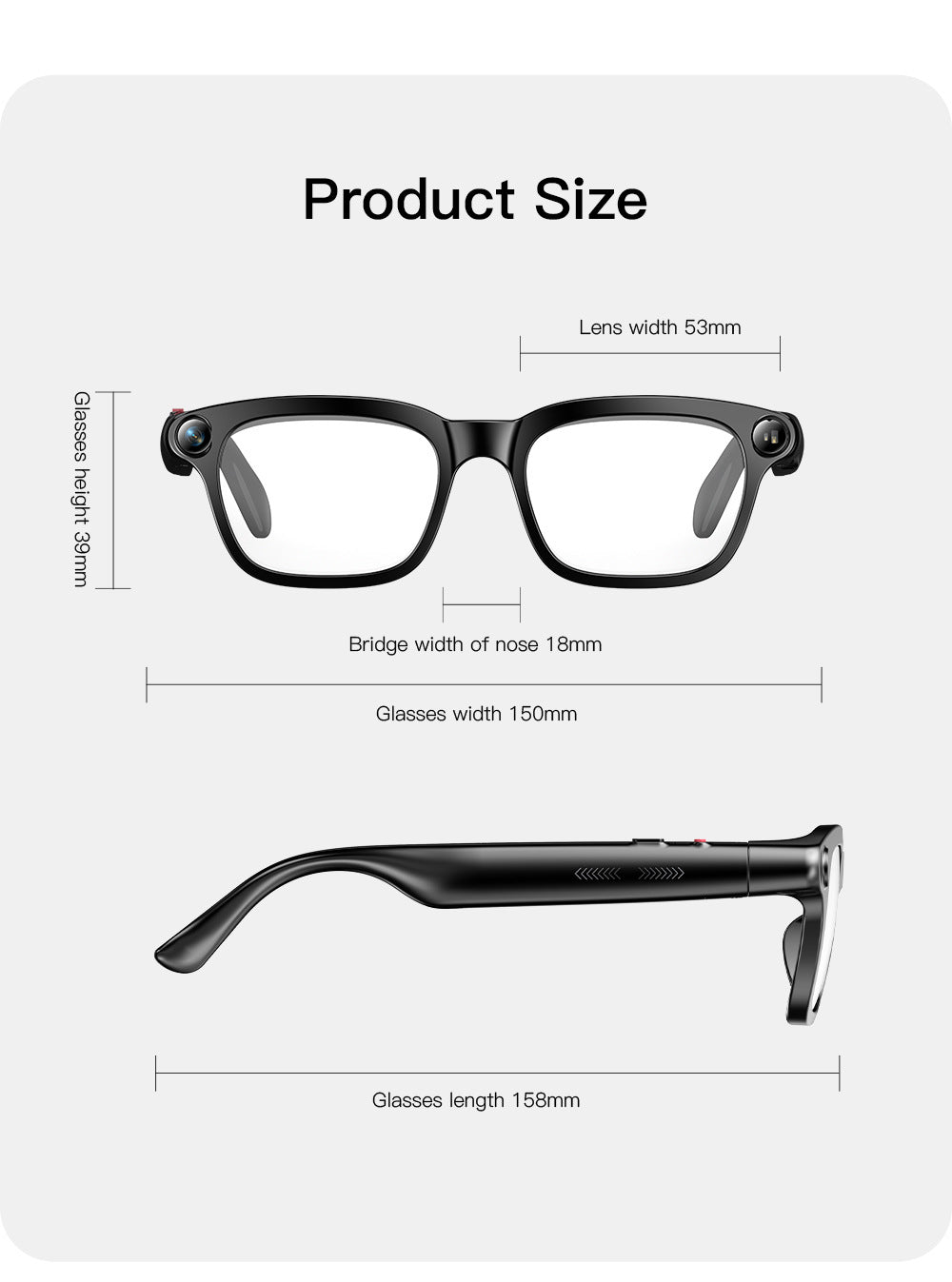 V16 Smart Camera Glasses | Sony IMX219 8MP, Real-Time Translation, BT5.4 Calls, Touch Control & Type-C