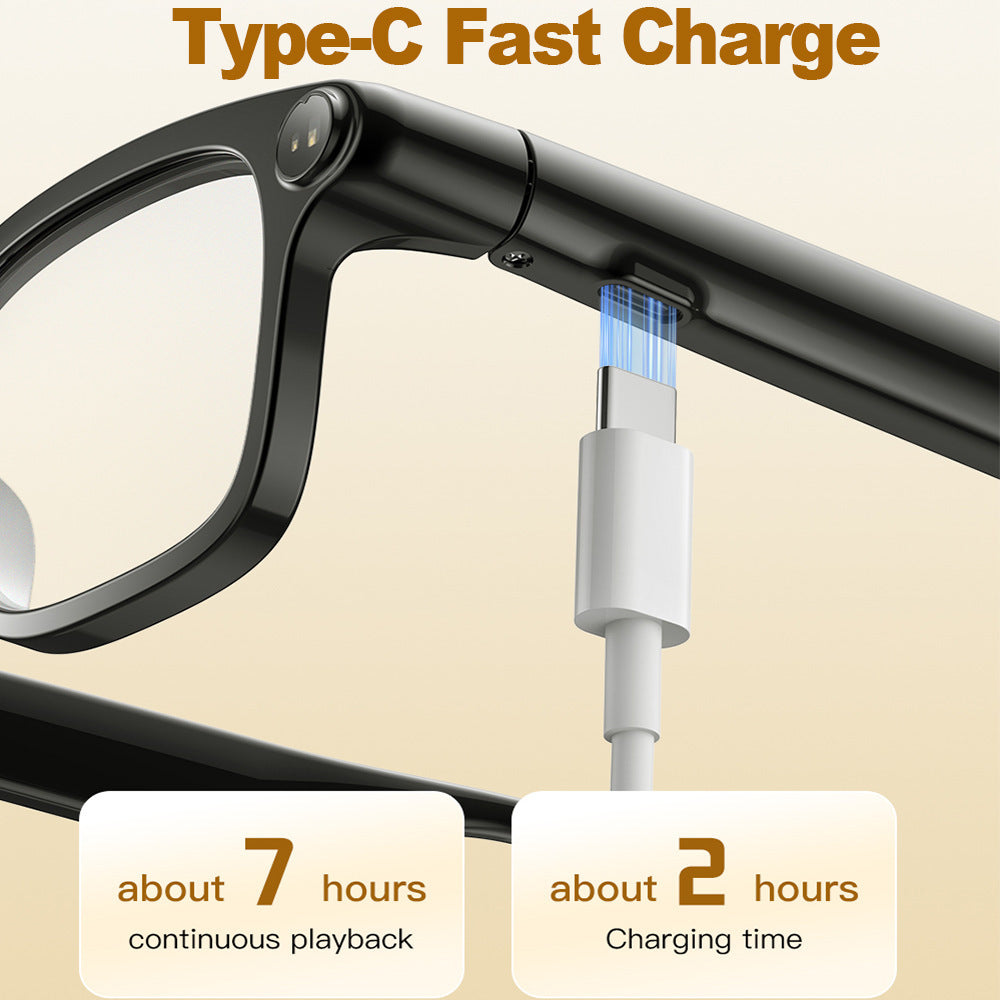 V16 Smart Camera Glasses | Sony IMX219 8MP, Real-Time Translation, BT5.4 Calls, Touch Control & Type-C