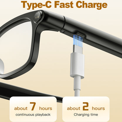 V16 Smart Camera Glasses | Sony IMX219 8MP, Real-Time Translation, BT5.4 Calls, Touch Control & Type-C