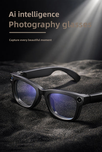 V17 AI Smart Camera Glasses | 8MP 1080P Video, 8GB Memory, AI Object Recognition, Translation & Touch Control