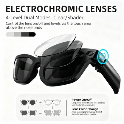 V18 Electrochromic AI Smart Glasses — 800MP Camera, Real-Time Translation & Touch Control