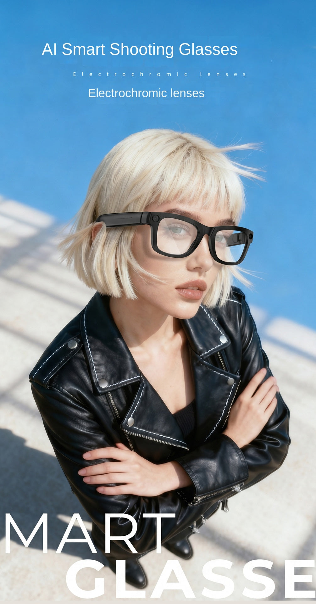 V18 Electrochromic AI Smart Glasses — 800MP Camera, Real-Time Translation & Touch Control