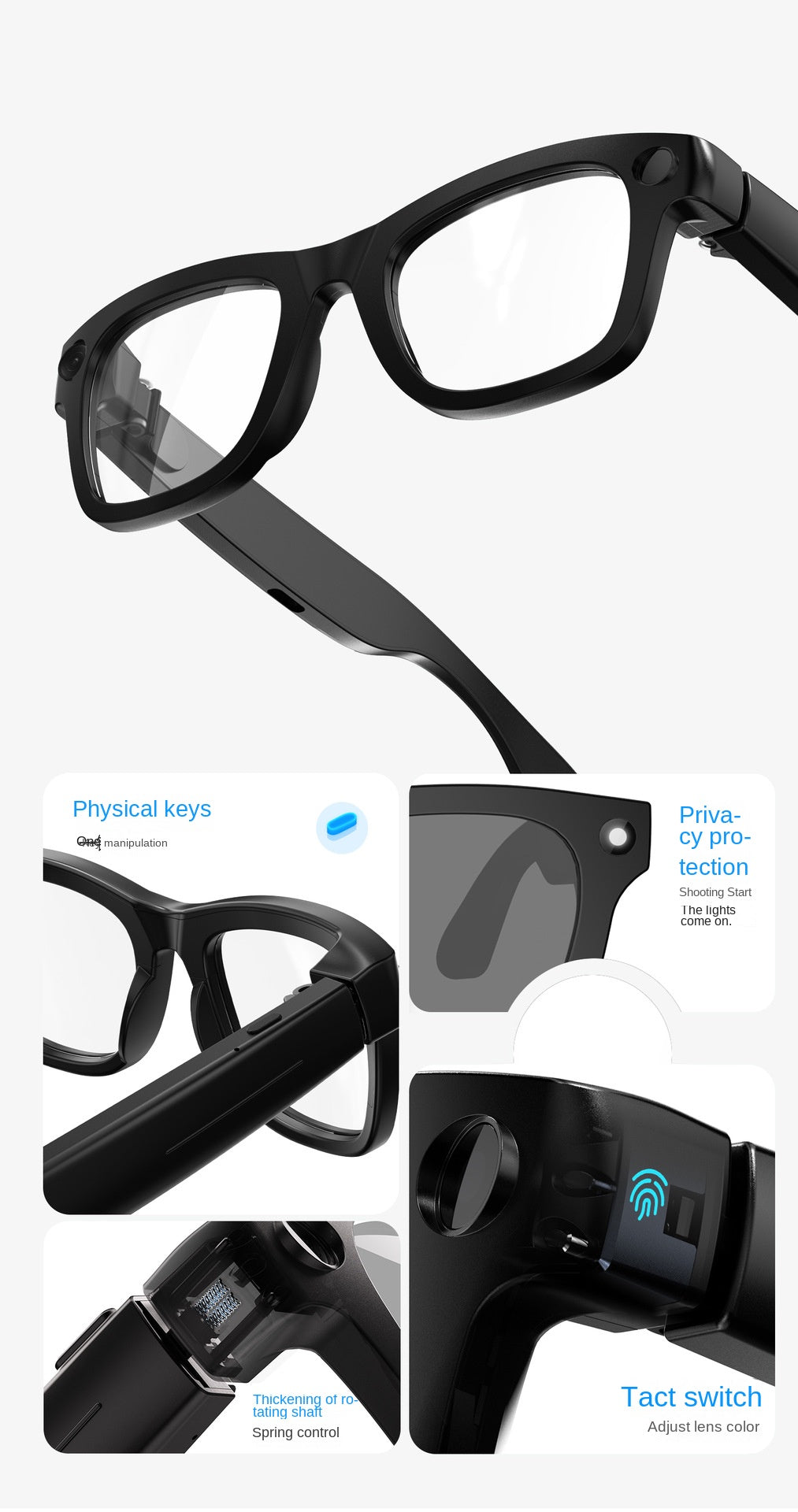 V18 Electrochromic AI Smart Glasses — 800MP Camera, Real-Time Translation & Touch Control