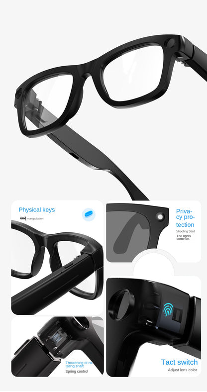 V18 Electrochromic AI Smart Glasses — 800MP Camera, Real-Time Translation & Touch Control