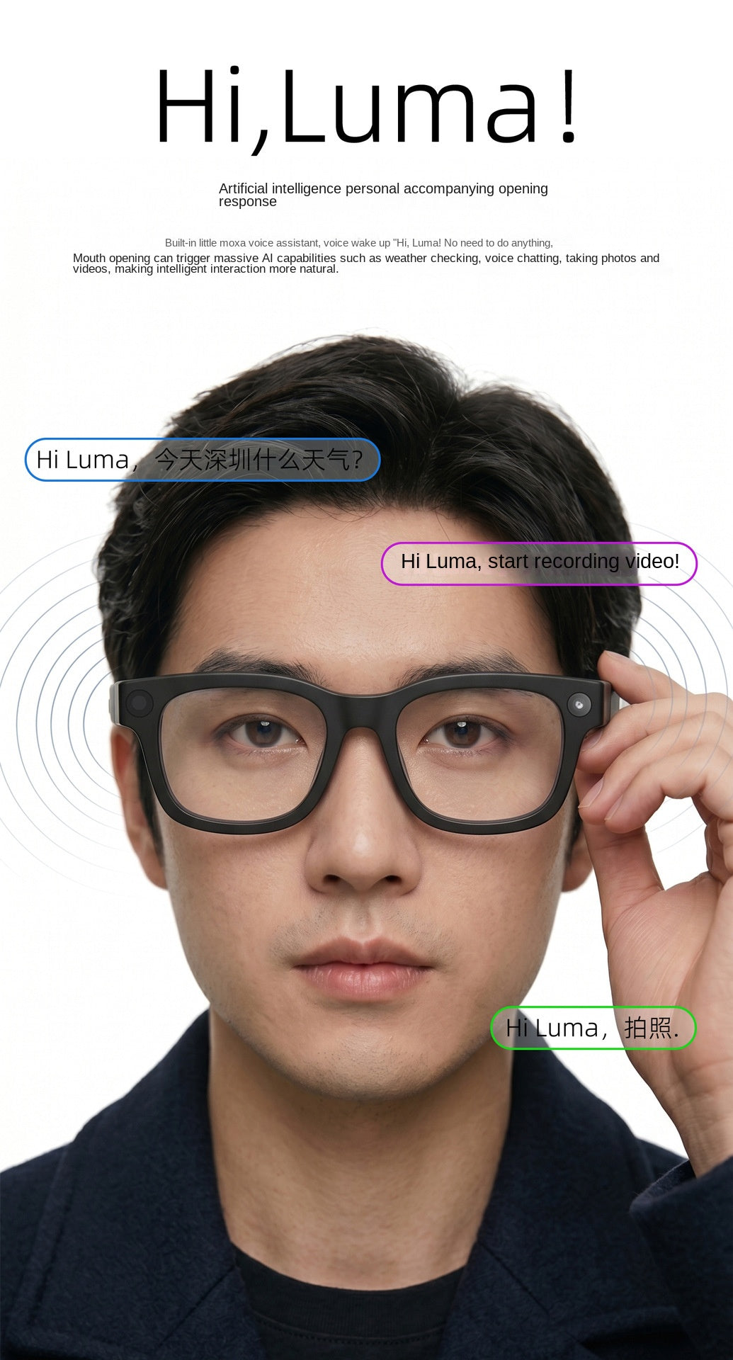 V18 Electrochromic AI Smart Glasses — 800MP Camera, Real-Time Translation & Touch Control