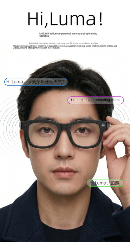 V18 Electrochromic AI Smart Glasses — 800MP Camera, Real-Time Translation & Touch Control