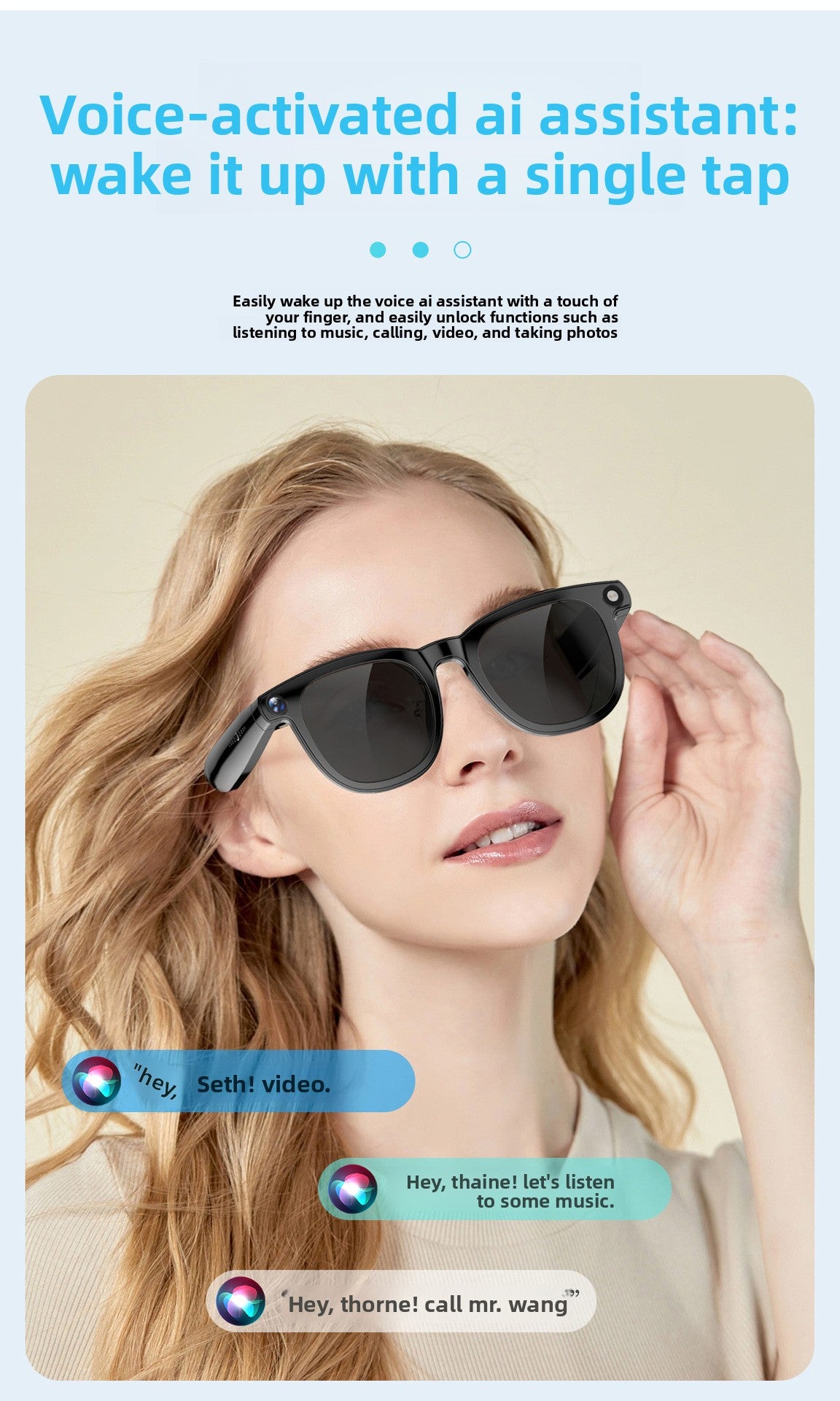 V2 Smart Glasses – AI Translation, ENC Noise Reduction, 12MP Camera & 1200P Video