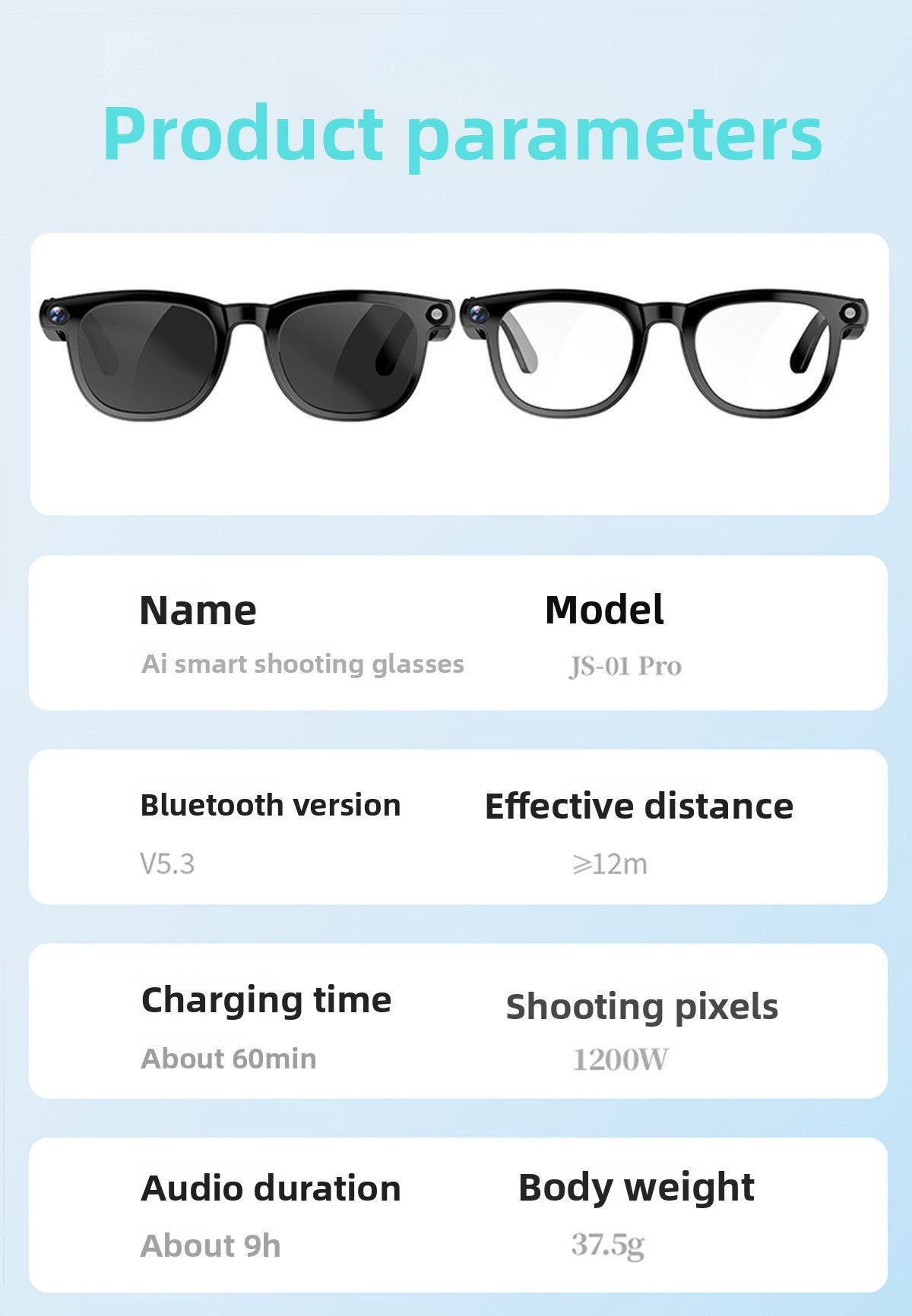 V2 Smart Glasses – AI Translation, ENC Noise Reduction, 12MP Camera & 1200P Video