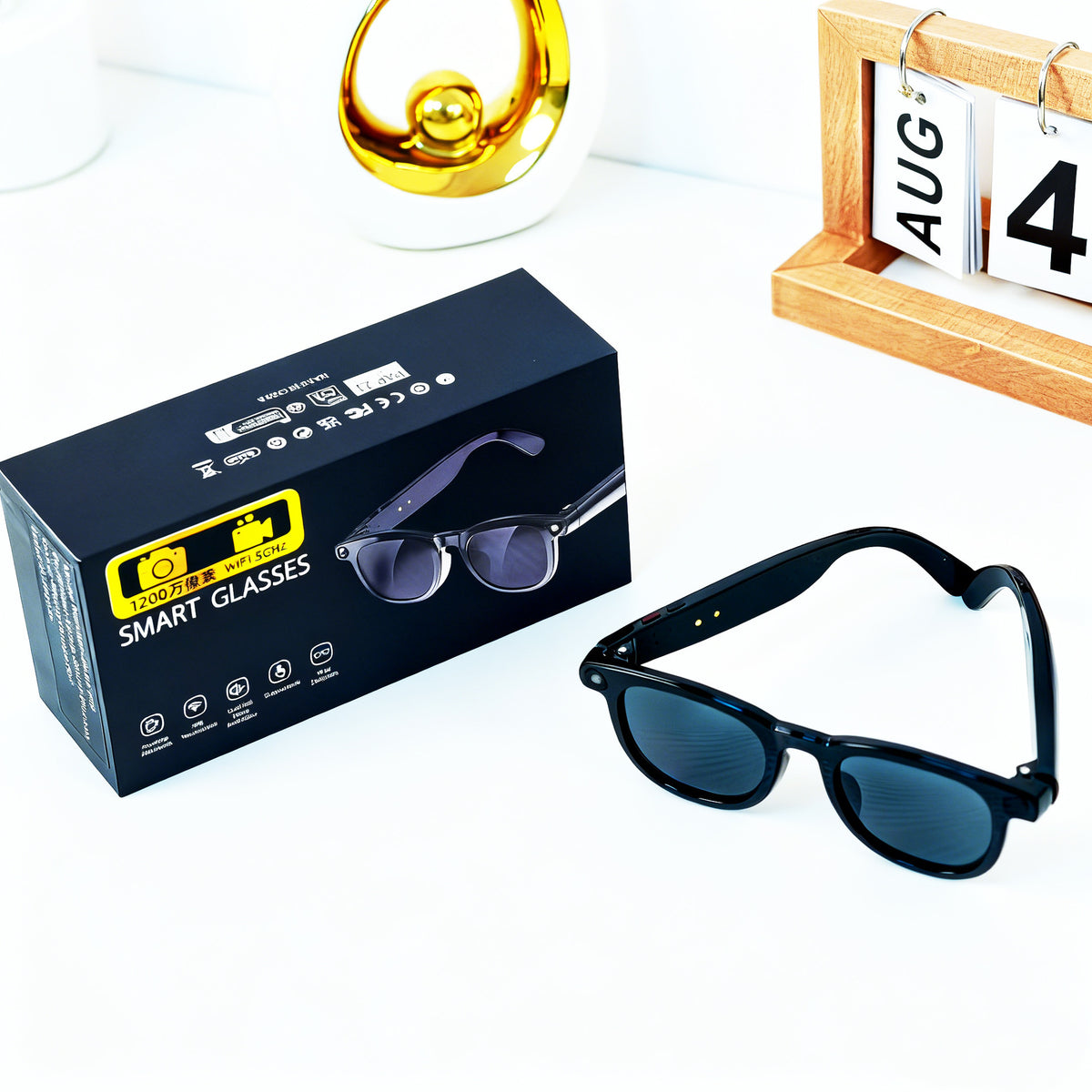 V2 Smart Glasses – AI Translation, ENC Noise Reduction, 12MP Camera & 1200P Video