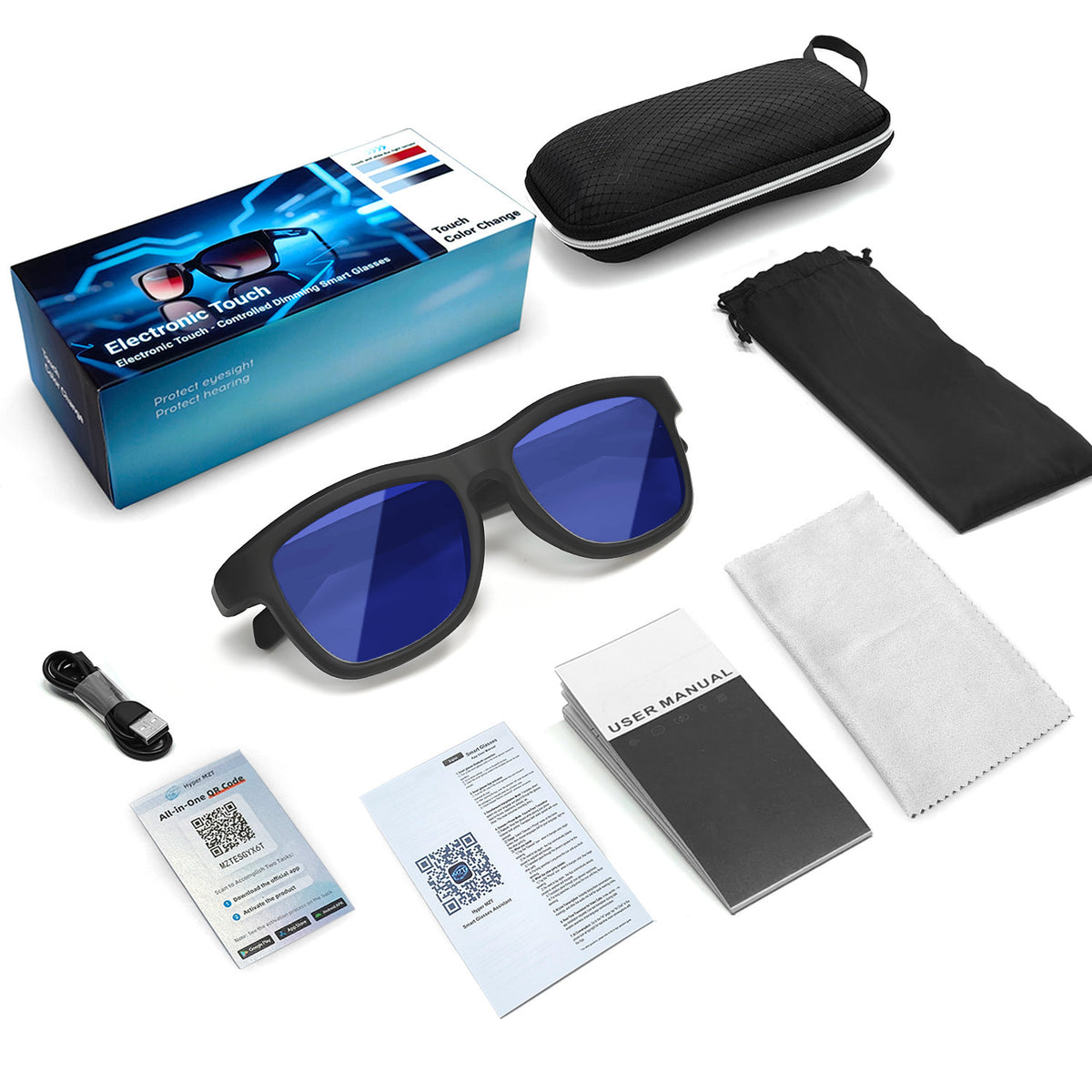 V3-GV90 Smart Dimming Glasses – AI Translation, BT5.4, Color-Changing LCD Lens, Music & Calls