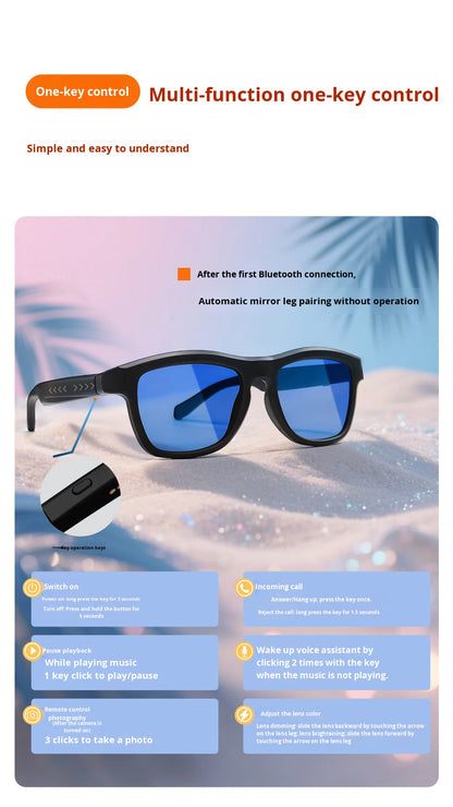 V3-GV90 Smart Dimming Glasses – AI Translation, BT5.4, Color-Changing LCD Lens, Music & Calls