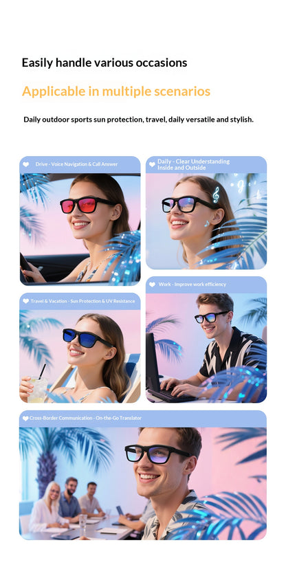 V3-GV90 Smart Dimming Glasses – AI Translation, BT5.4, Color-Changing LCD Lens, Music & Calls