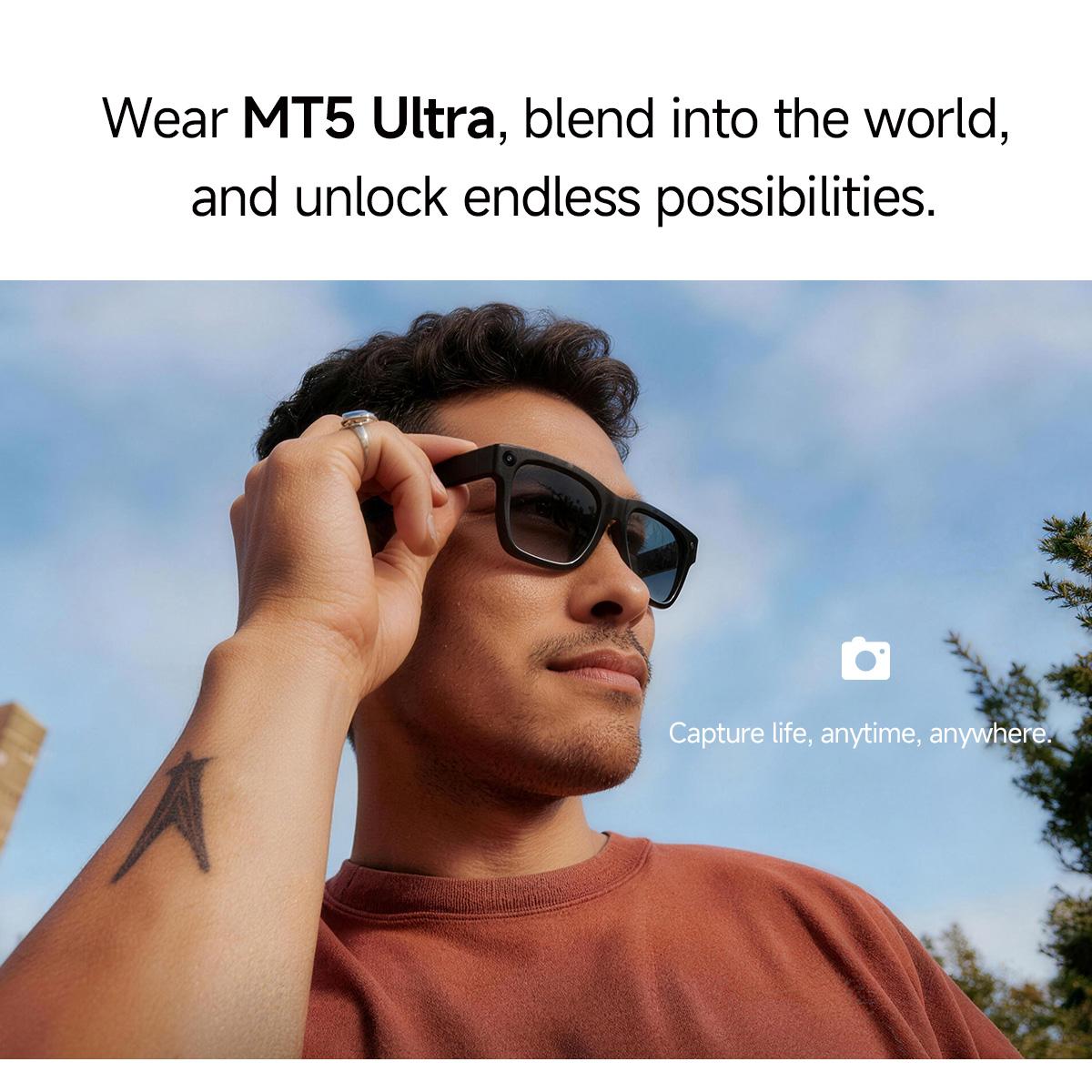 V5-MT5 Ultra AI Smart Glasses – 8MP Camera, ChatGPT, Real-time Translation, BT Calling, Waterproof