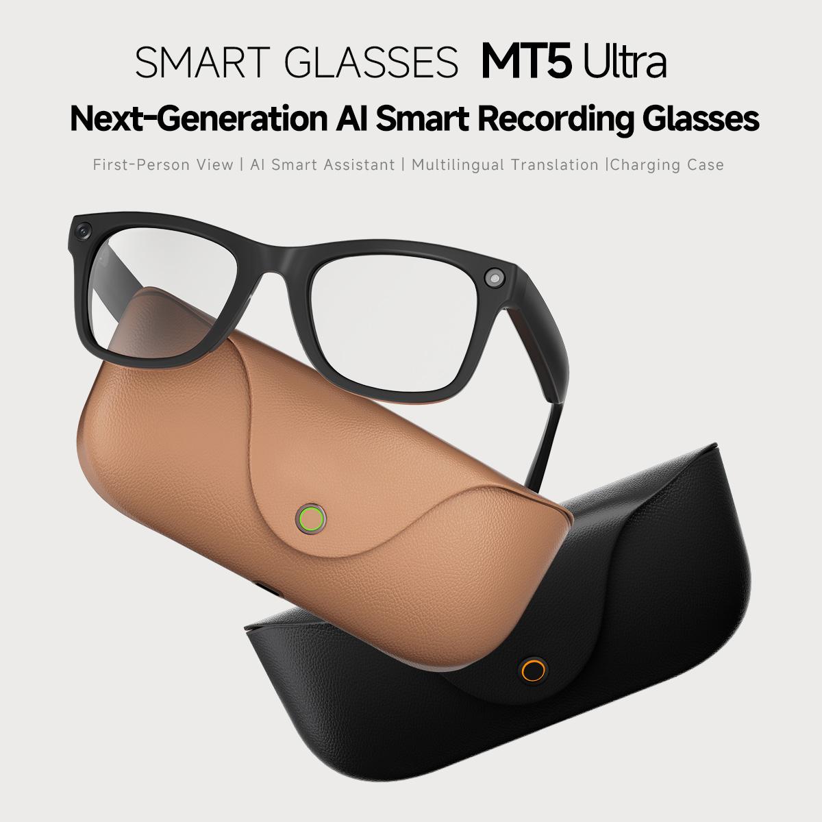 V5-MT5 Ultra AI Smart Glasses – 8MP Camera, ChatGPT, Real-time Translation, BT Calling, Waterproof