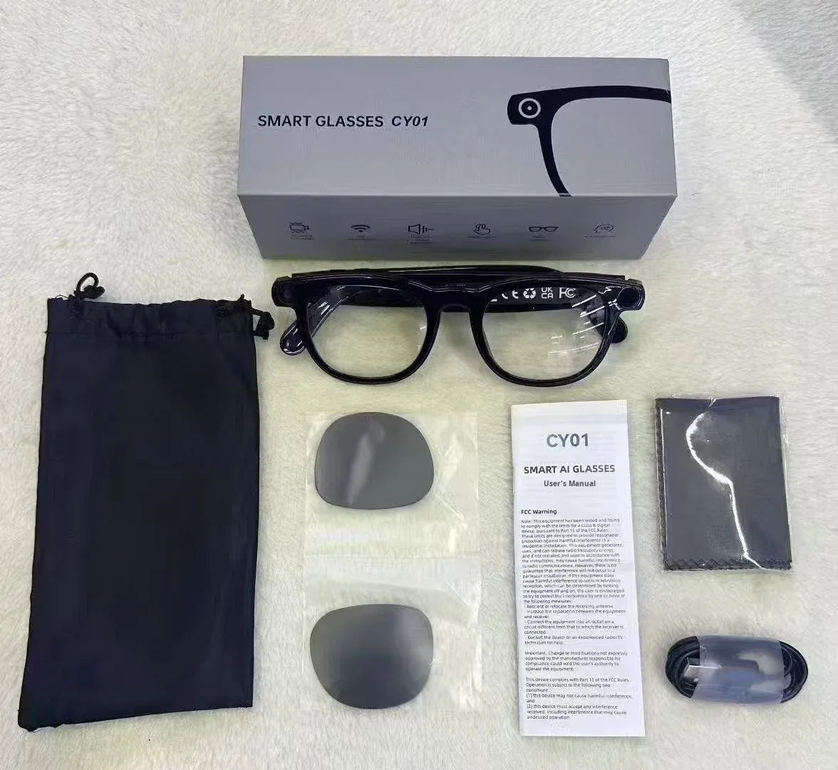 V6 AI Smart Glasses – 800W HD Camera, HeyCyan AI Translation, WiFi Photo Sync, BT5.3 Calling & Music