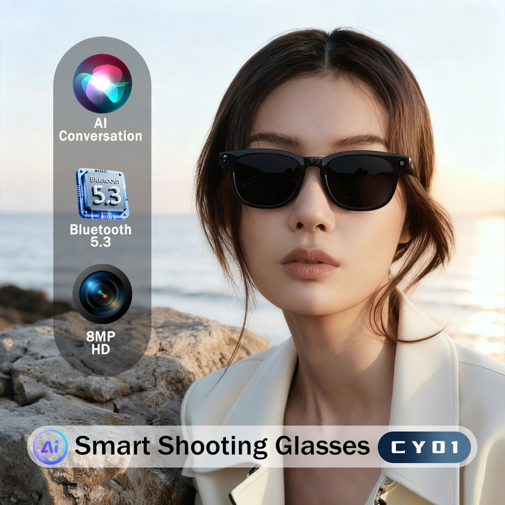 V6 AI Smart Glasses – 800W HD Camera, HeyCyan AI Translation, WiFi Photo Sync, BT5.3 Calling & Music
