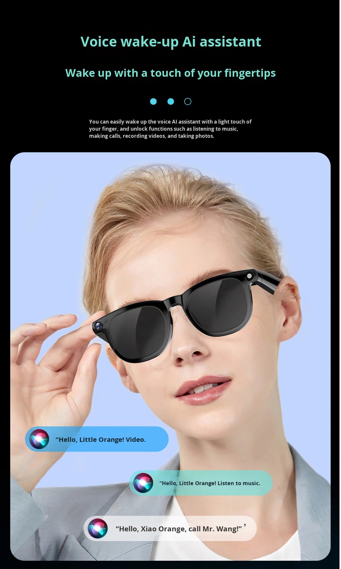 V6 AI Smart Glasses – 800W HD Camera, HeyCyan AI Translation, WiFi Photo Sync, BT5.3 Calling & Music