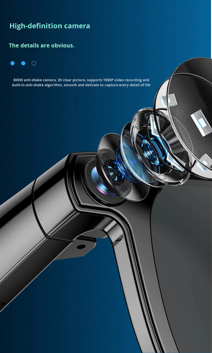 V6 AI Smart Glasses – 800W HD Camera, HeyCyan AI Translation, WiFi Photo Sync, BT5.3 Calling & Music