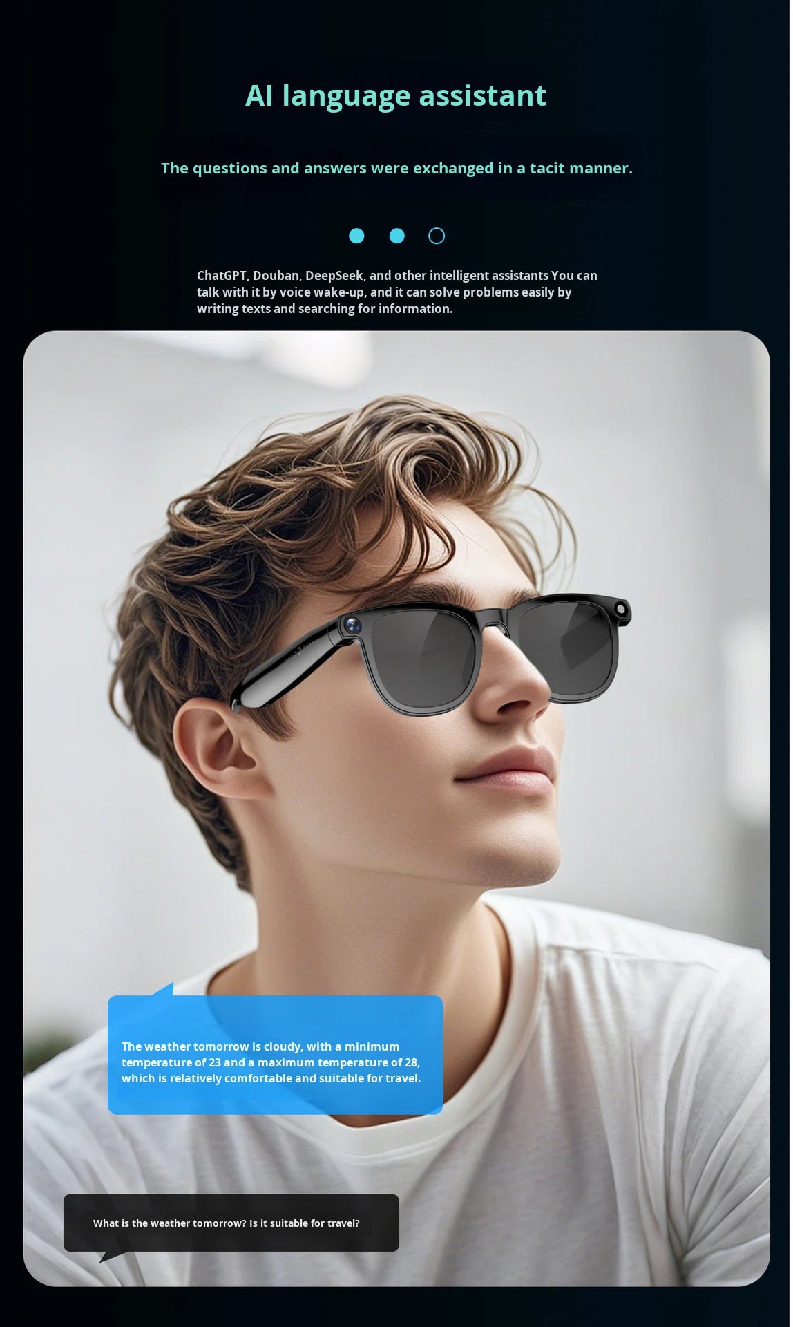 V6 AI Smart Glasses – 800W HD Camera, HeyCyan AI Translation, WiFi Photo Sync, BT5.3 Calling & Music