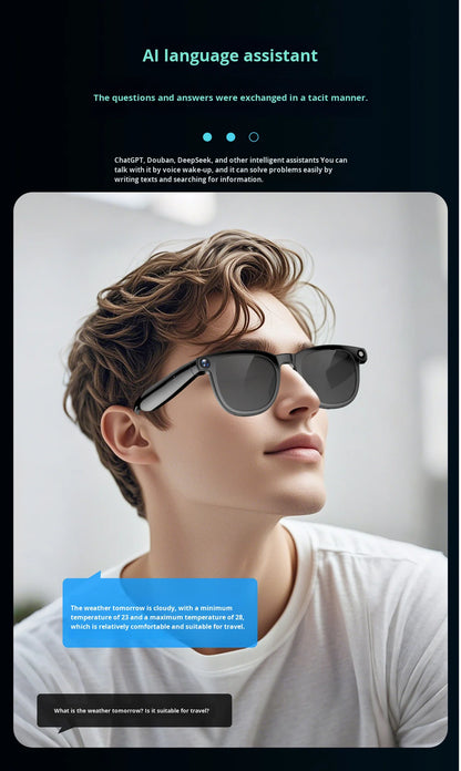 V6 AI Smart Glasses – 800W HD Camera, HeyCyan AI Translation, WiFi Photo Sync, BT5.3 Calling & Music