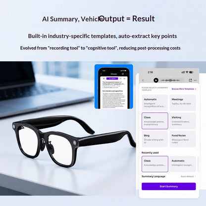 V8 AI Smart Recording Glasses – 12MP 1080p Camera, Real-Time Translation, 4-Mic Array & Independent Storage