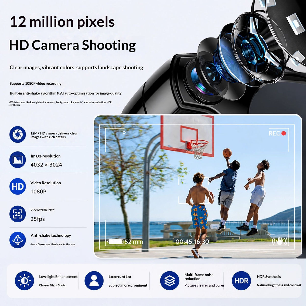 V8 AI Smart Recording Glasses – 12MP 1080p Camera, Real-Time Translation, 4-Mic Array & Independent Storage