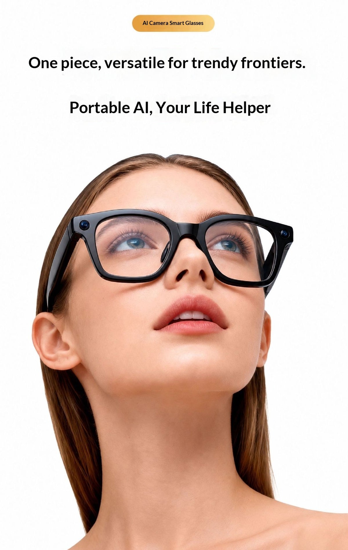 V8 AI Smart Recording Glasses – 12MP 1080p Camera, Real-Time Translation, 4-Mic Array & Independent Storage