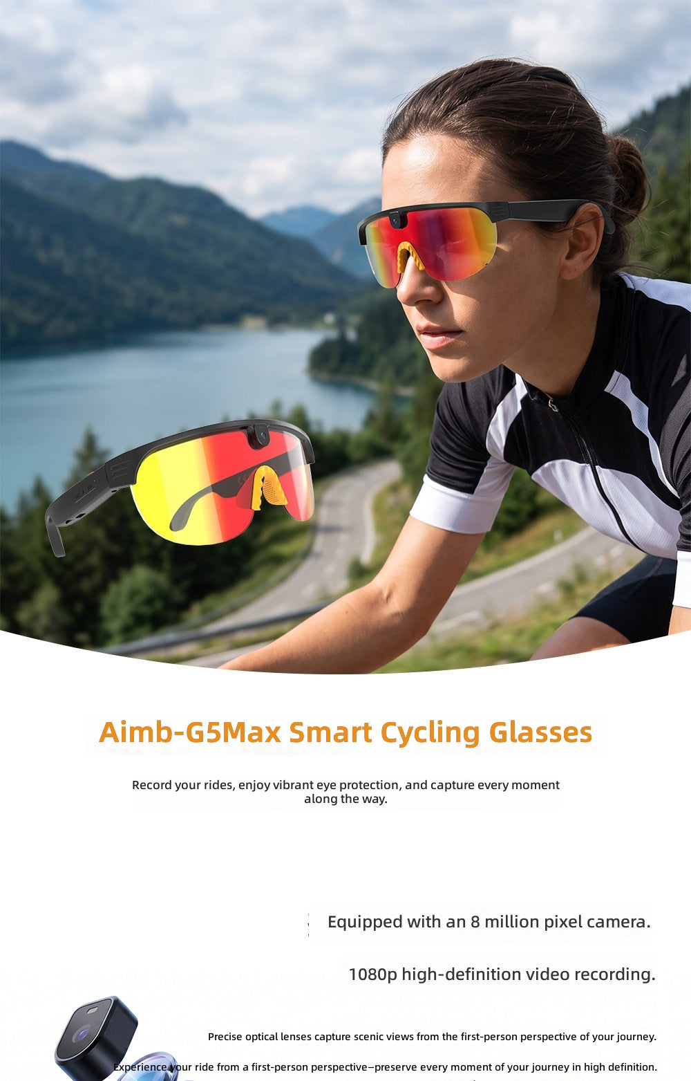 Aimb-G5Max Smart Cycling Glasses - Aurora Blue Lens Detail